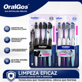 OralGos Escova Dental Ultrafina,Cerdas Ultramacias para Boca Sensível,Cabo Curvo Ergonômico