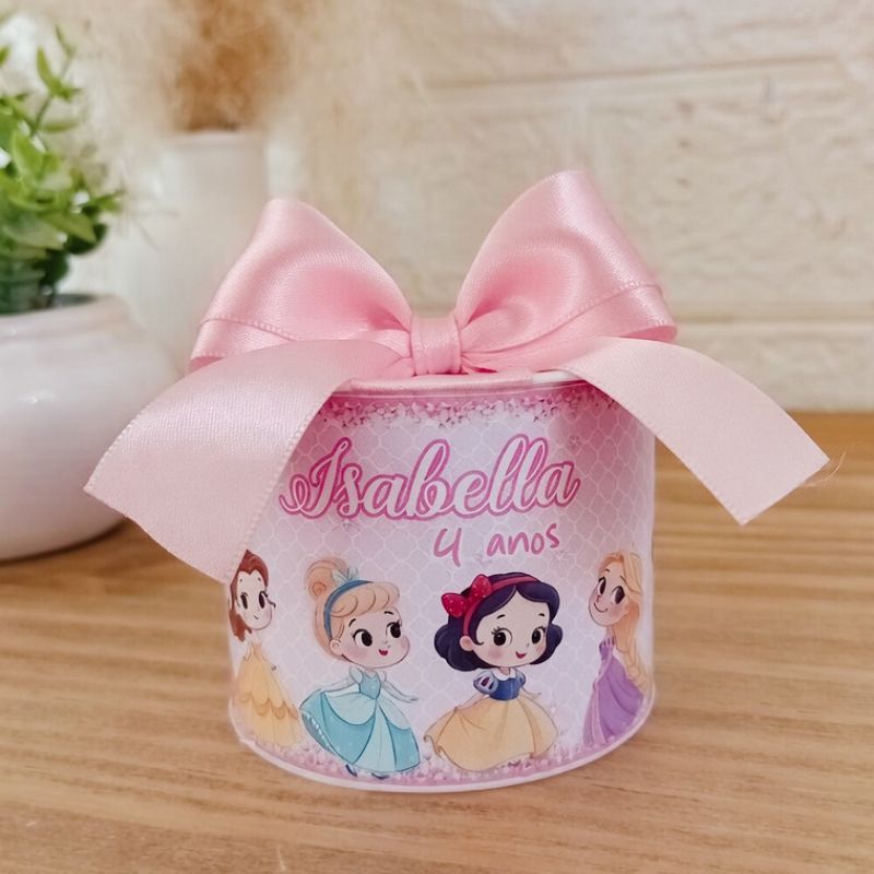 Mini tubolatas 5x6cm Princesas Cute - Lembrancinha personalizada Aniversário Princesas Disney