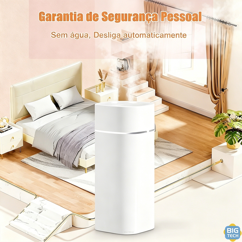Umidificador De Ar E Aromatizador Grande 600ml Purificador 12 Horas Com 2 Saídas De Ar E Led Dormir Benefícios Saúde