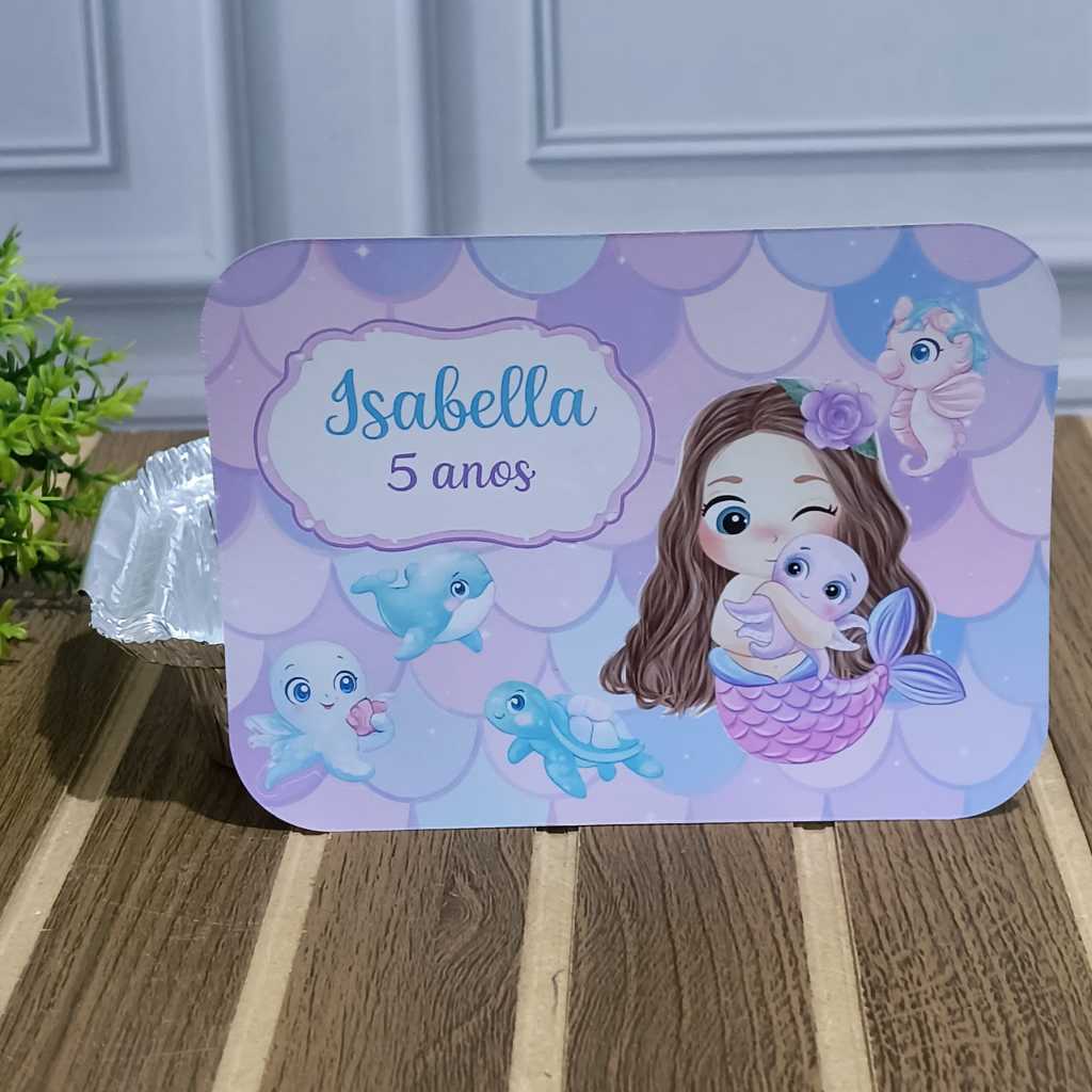 KIT 30 A 100 TAMPA PERSONALIZADA PARA MARMITINHA QUENTINHA LEMBRANCINHA FESTA SEREIA GUTE - FAZEMOS TODOS OS TEMAS