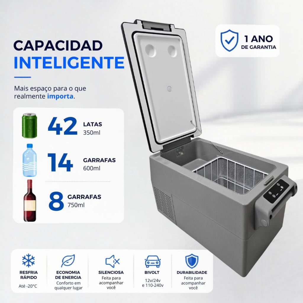 Geladeira Portatil 35 Litros 12V/24V 110v/220v Mini Geladeira Barco Iate Lancha Freezer Caminhão Mini Freezer Caminhão · foto 2