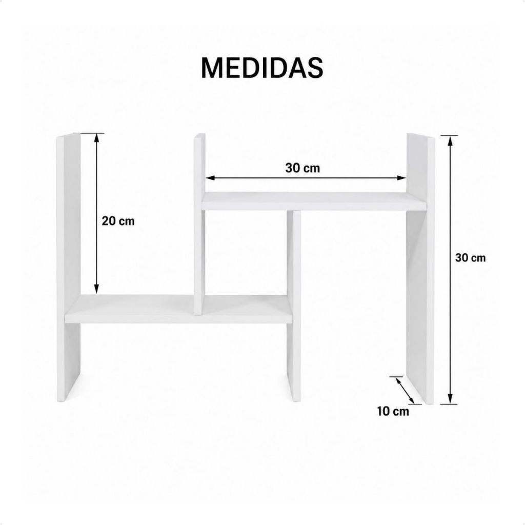 Nicho Organizador Ajustável De Mesa Decoração Livros Quarto Escritório Branco — imagem 2 de 2