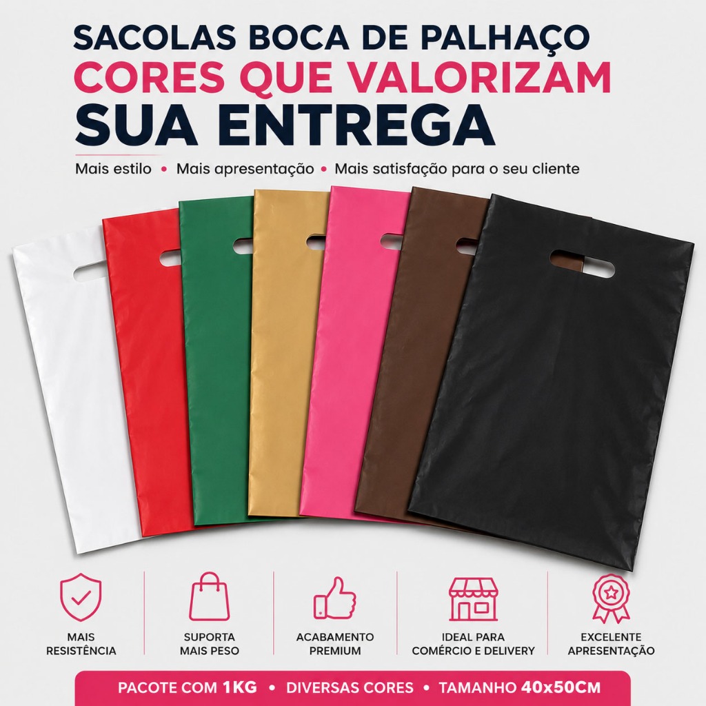 Sacola Plástica Boca de Palhaço 30x40 cm – Pacote com 1 kilo
