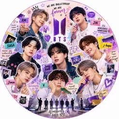 ✨ Mini Painel Redondo 50x50cm – Tema BTS 💜 (mod2)