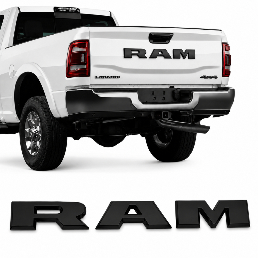 Emblema Tampa Traseira Trás Caçamba Dodge Ram 1500 2500 RAMPAGE Original Preto