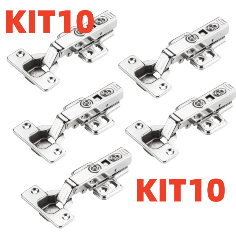 KIT 10 dobradiças de 35 mm com fechamento reto adequadas para armários móvei LUM3