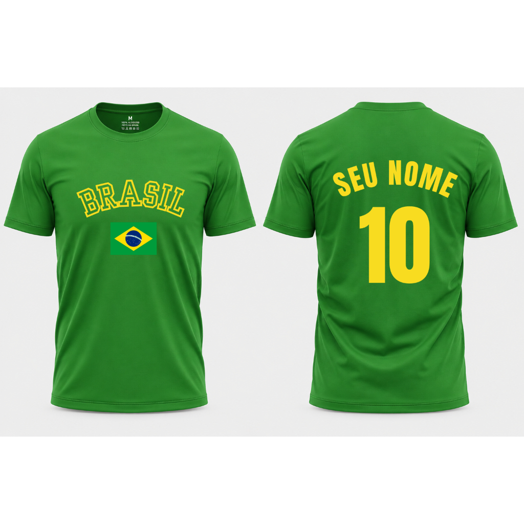 CAMISA BRASIL COPA DO MUNDO 2026 UNIFORME SELEÇÃO PERSONALIZADO NOME NAS COSTAS BRASIL COPA DO MUNDO 2026 UNISSEX BRASIL