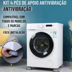 Kit 4/8 Suporte Pé Máquina Lavar Regulador Calço Anti Vibração Universal Antiderrapante Duhome