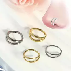 Piercing Argola Click Dupla Aberta Tamanhos Variados Nariz Conch Segmento Articulado 2 Fileira Liso