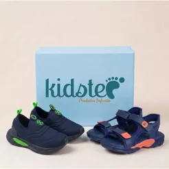KIT 2 PARES Tênis Infantil Menino Calce Facil Marinho Verde e sandália Menino Infantil Marinho Laranja 22 ao 34 Kidstep