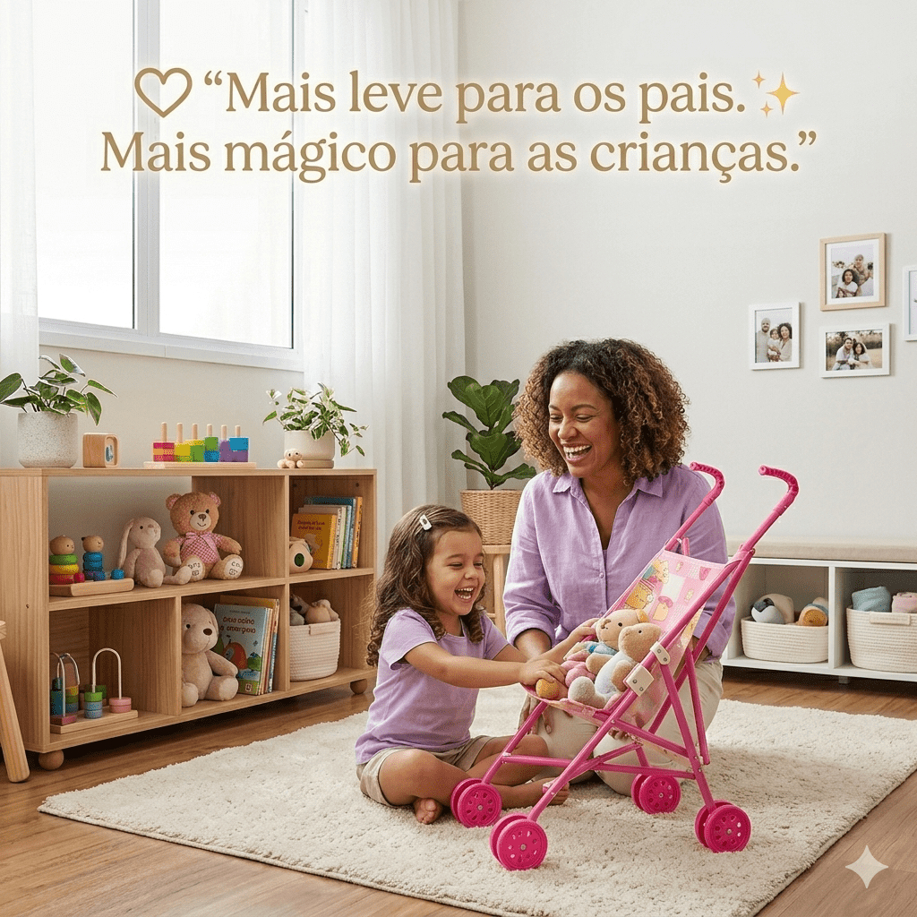 Carrinho Portatil Dobravel Boneca Menina Brinquedo Infantil Passeio Leve FACIL DE MONTAR BEBE REBORN