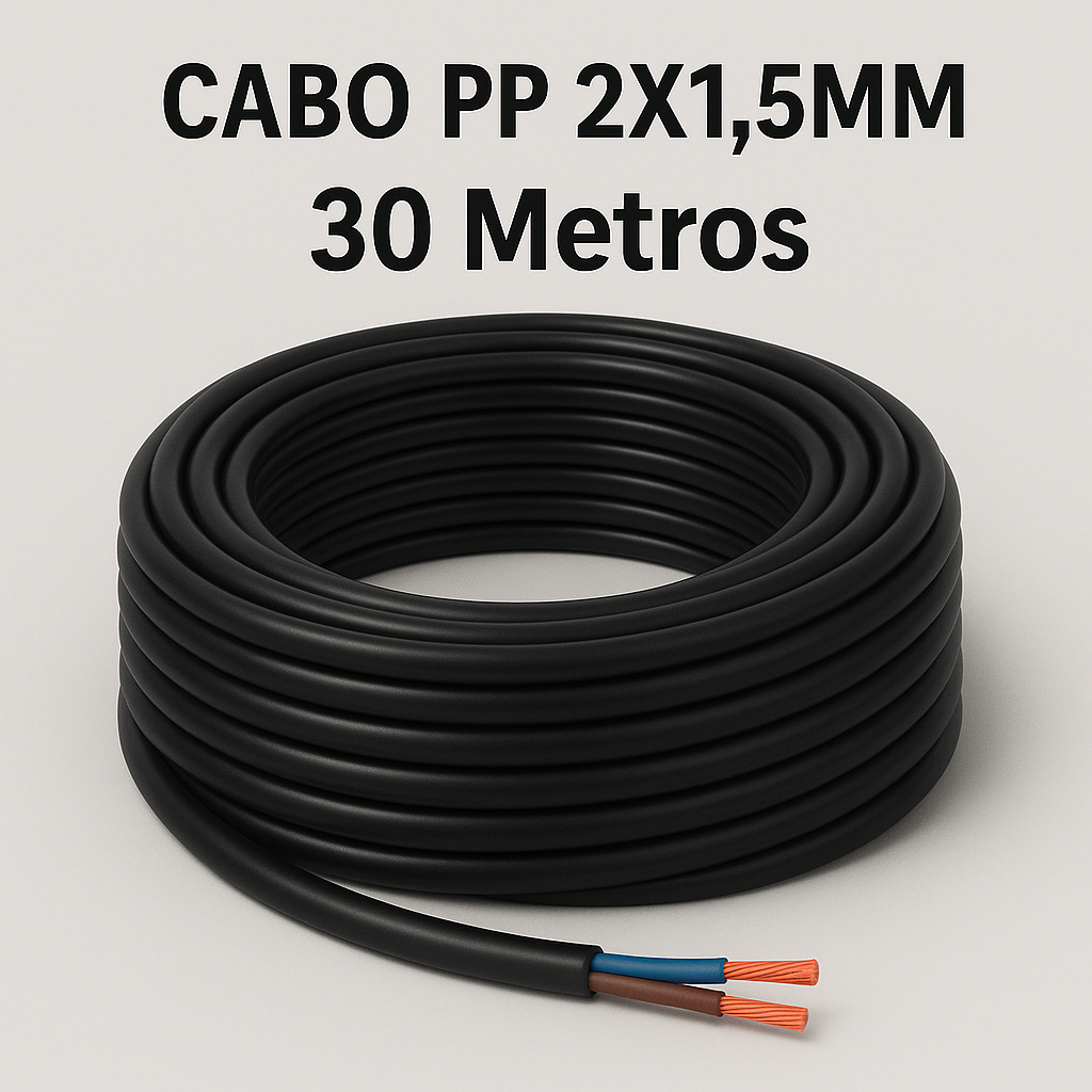CABO PP 1,5MM FLEXÍVEL CABO PP 2X1,5MM 30 Metros filamentos Alta Qualidade