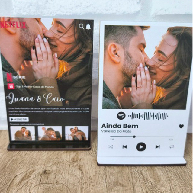 Presente para Namorado(a) com Foto Spotify Netflix Placa Decorativa Personalizada MDF 10x15cm