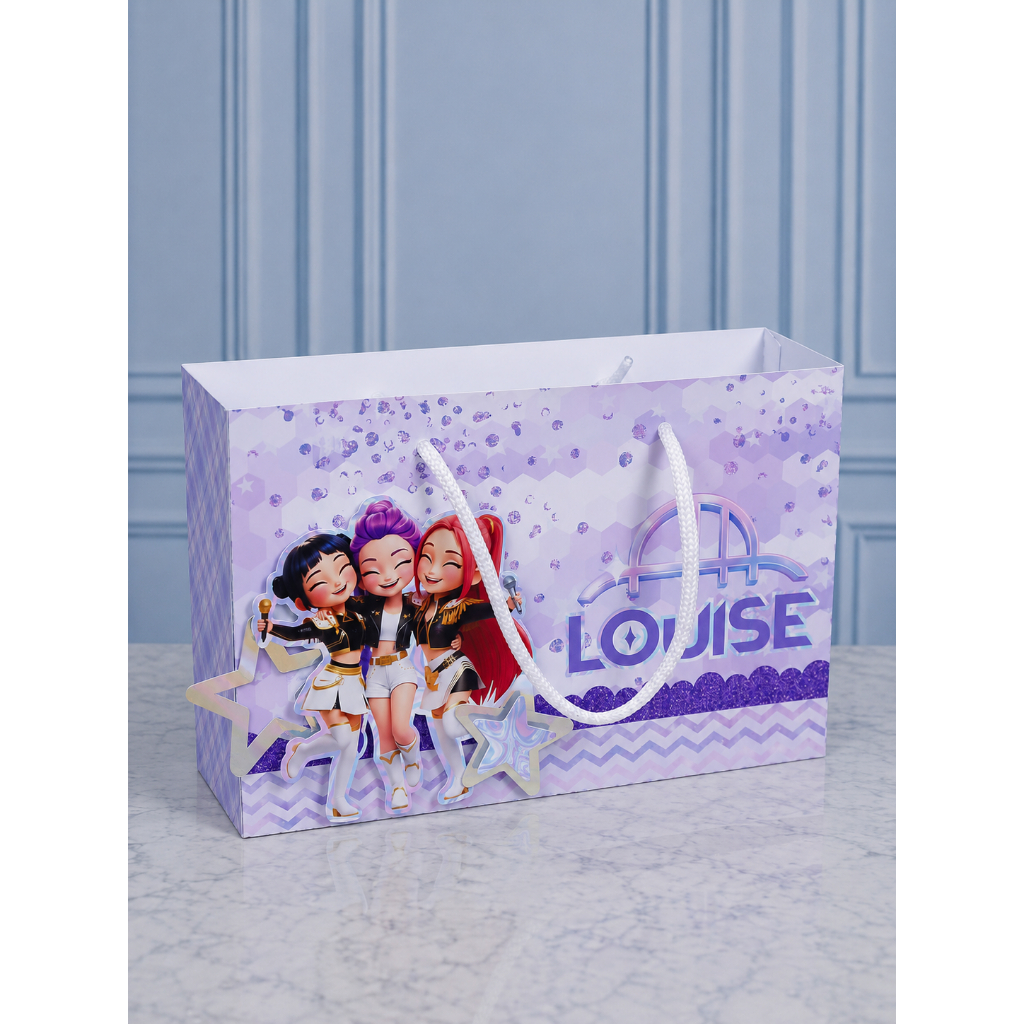 Sacolinha Personalizada GUERREIRAS DO K-POP lembrancinhas Aniversário infantil (20x15x6cm) PEGUE E MONTE