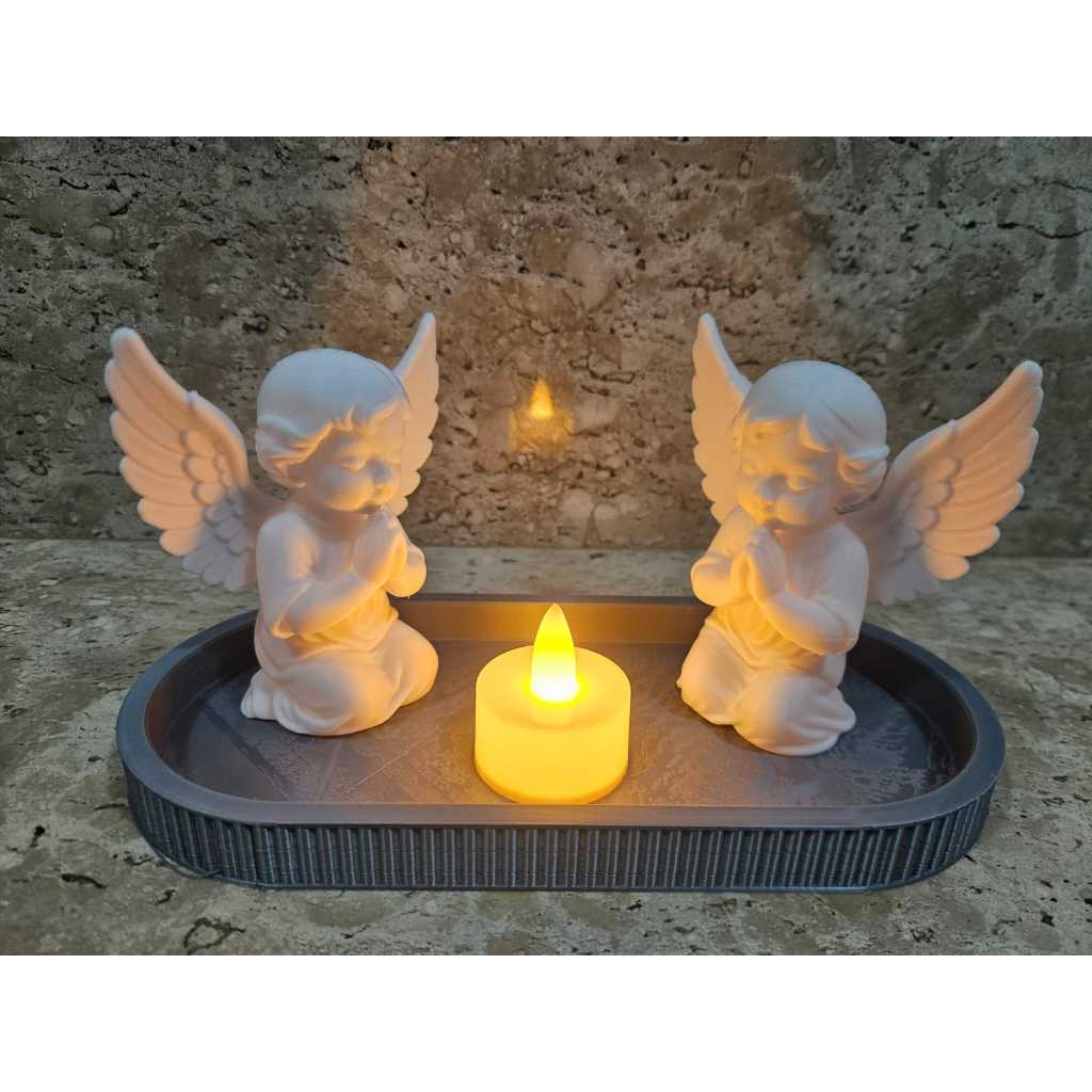 👼 Kit Decorativo Anjos Orando com Vela LED | Impressão 3D