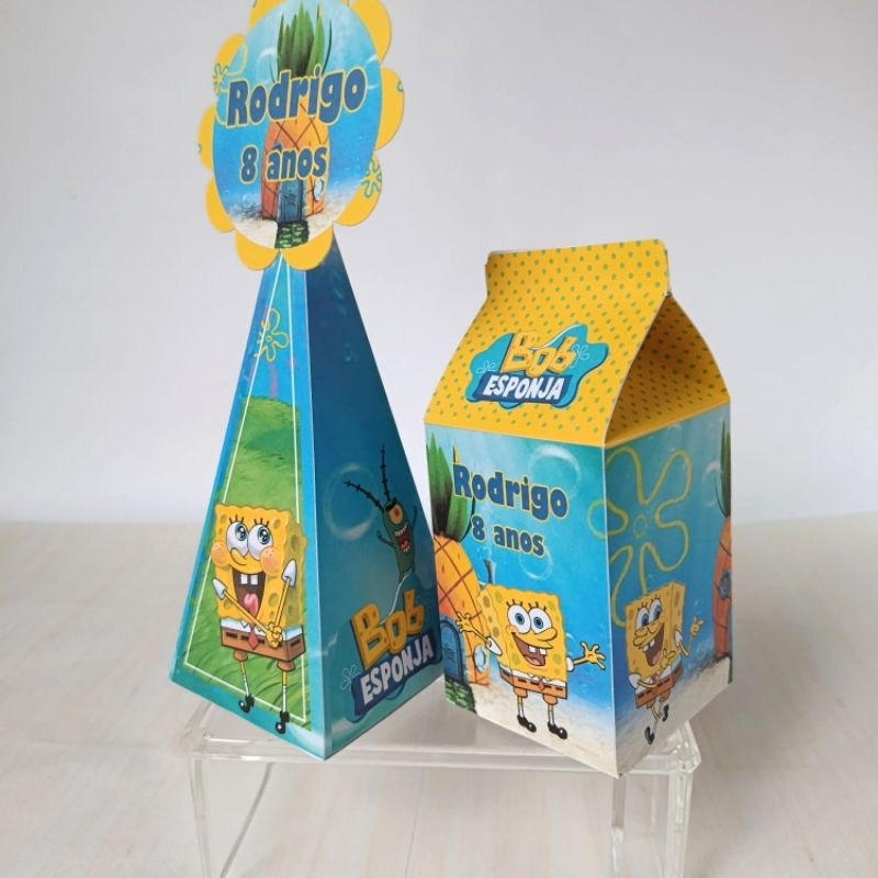 Kit festa caixinhas Personalizadas BOB ESPONJA lembrancinha de festa infantil - PEGUE E MONTE