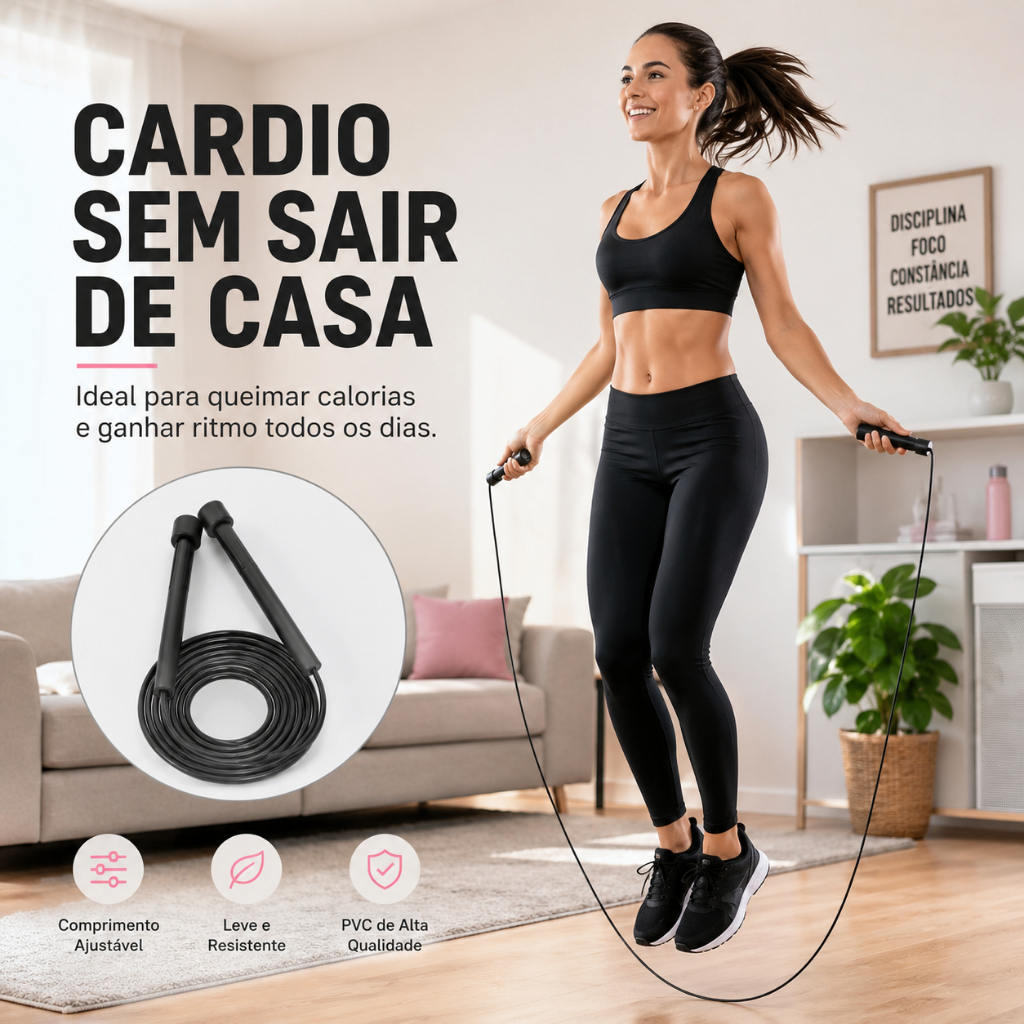 Corda de Pular Profissional Ajustável PVC 280cm Leve Anti-Deslizante para Fitness e CrossFit em Casa