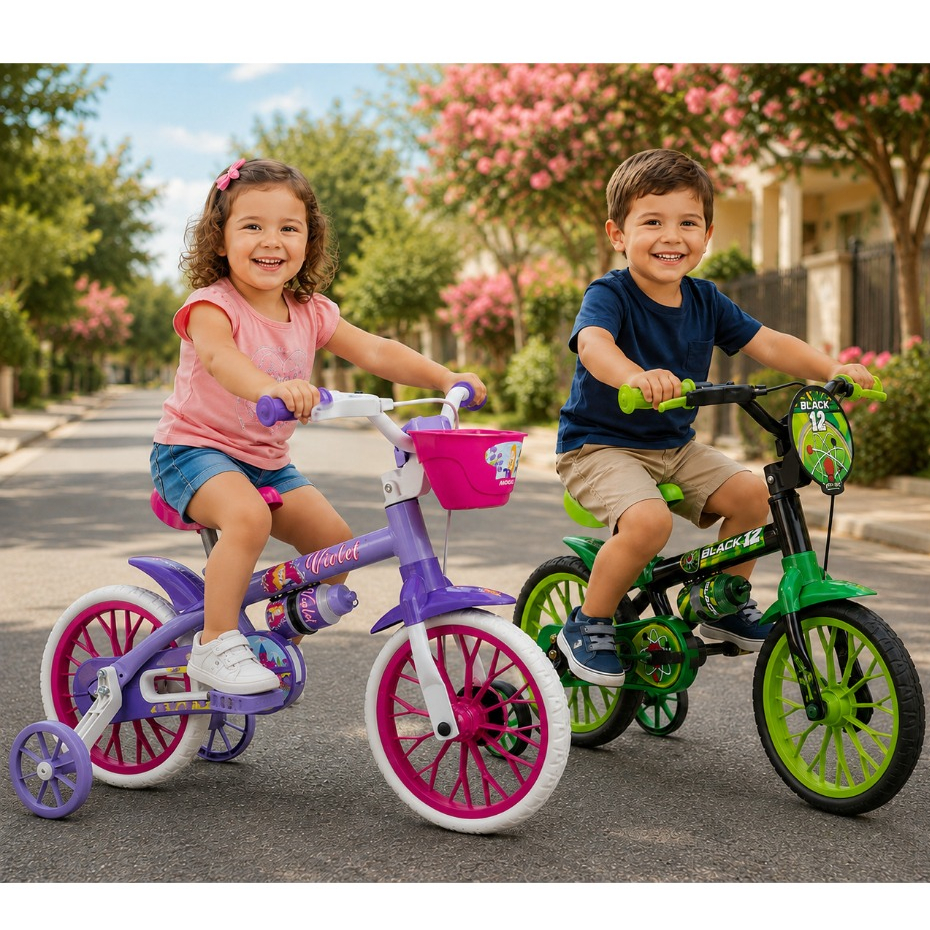 Bicicleta Infantil Aro 12 com Rodinhas Bicicletinha de Equilíbrio Passeio Menino e Menina Nathor · foto 2