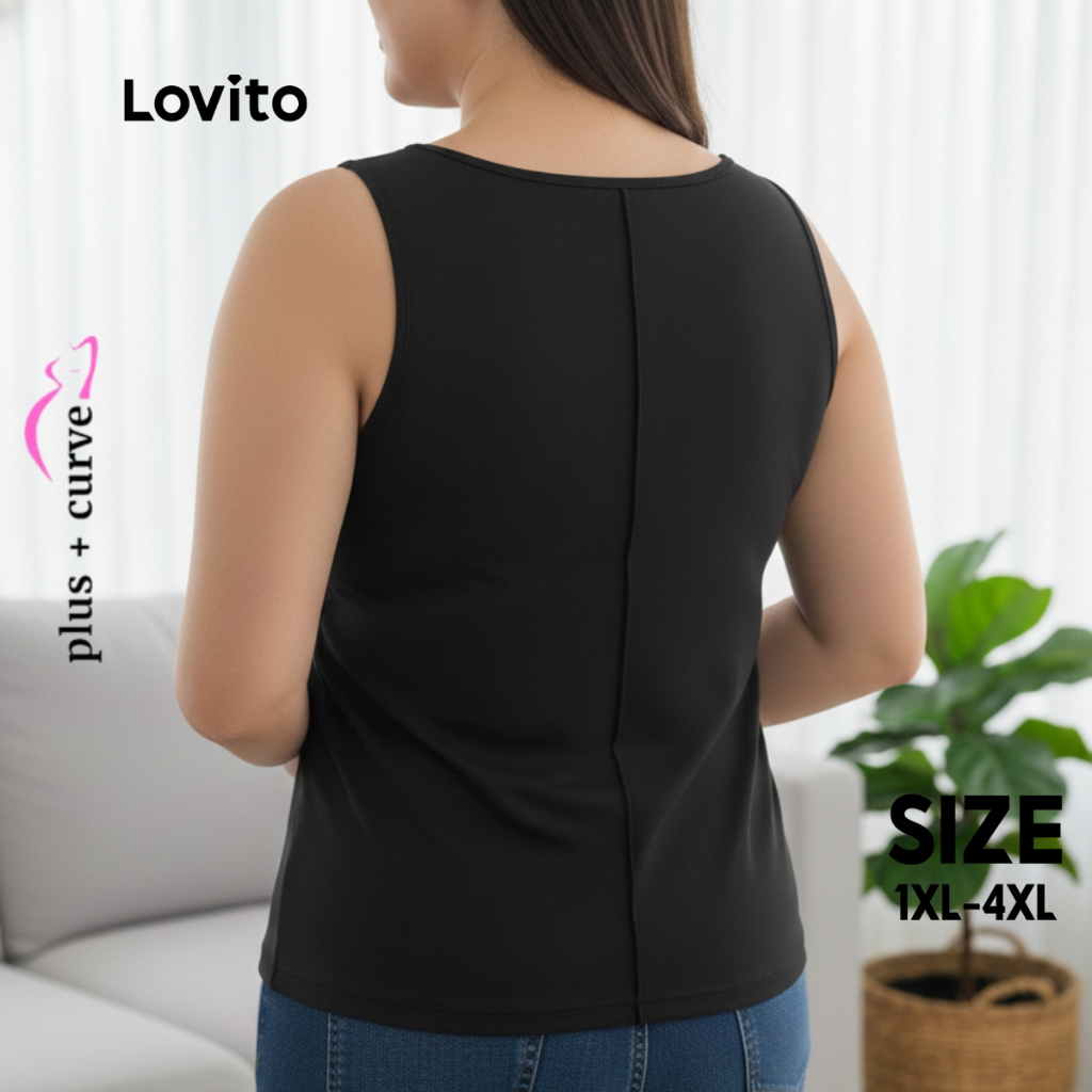 Lovito Regata Feminina Plus Size Básica Lisa TKB1352BRL1382 · foto 2