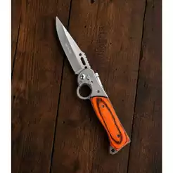 Canivete Automático Esportivo 25cm Saque Rápido Robusto Luxoso Cabo Madeira Lanterna Camping Pesca