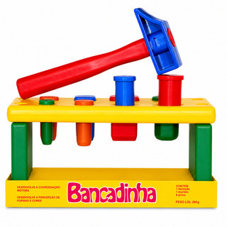 Brinquedo Bancadinha com Martelo e Pinos Geométricos Educativo, Criativo e Interativo par…