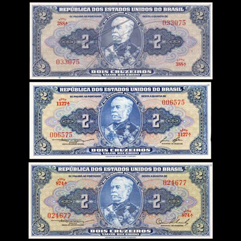 Cédula Brasil de 2 cruzeiros Duque de Caxias (Sob/FE)