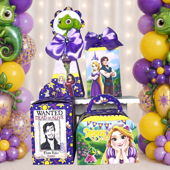Kit Caixas Personalizadas PRINCESA RAPUNZEL ENROLADOS - Lembrancinhas Caixinhas Kit Festa MONTADO