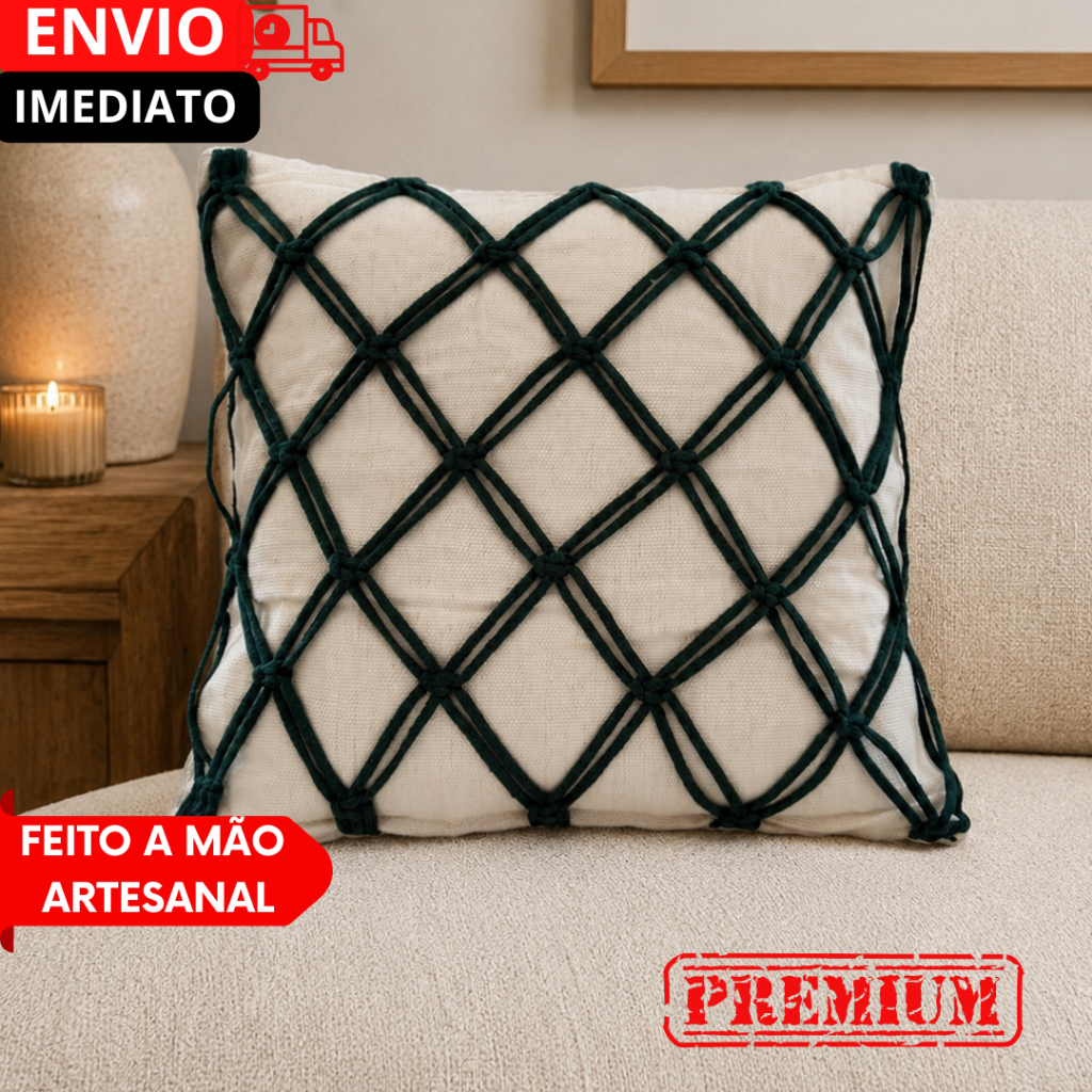 3 UN Capas Almofadas 45x45 CORDA Es Minimalista com Zíper Invisível Ideal para Sofá Poltrona e Cama.