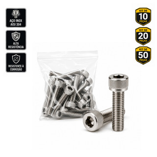 Kit Parafuso Allen Cabeça Cilindrica Aço Inox M6 X 20 Mm Uso Geral Mecanico Casa Moto