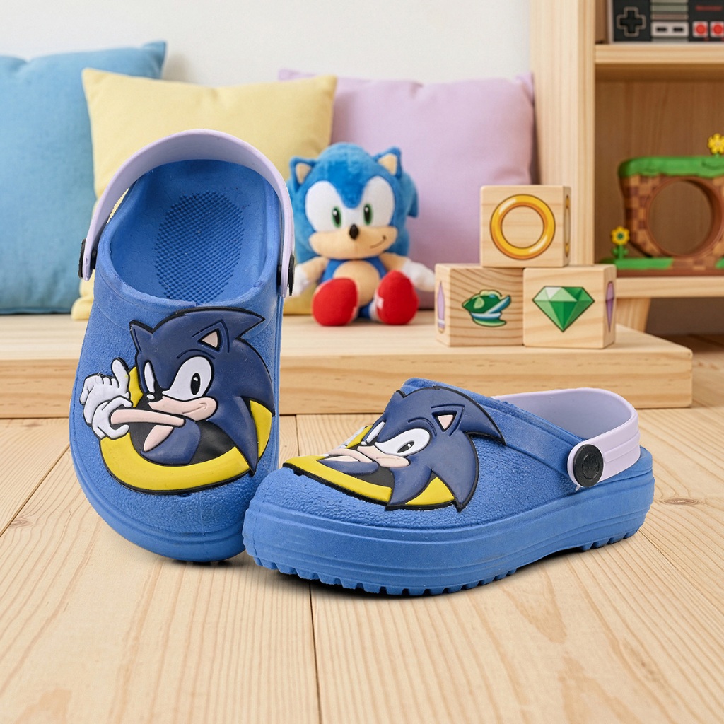 Sandália Babuche Casual Infantil Menino Sonic Azul Lançamento Baby 20 ao 31 Barato Qualidade