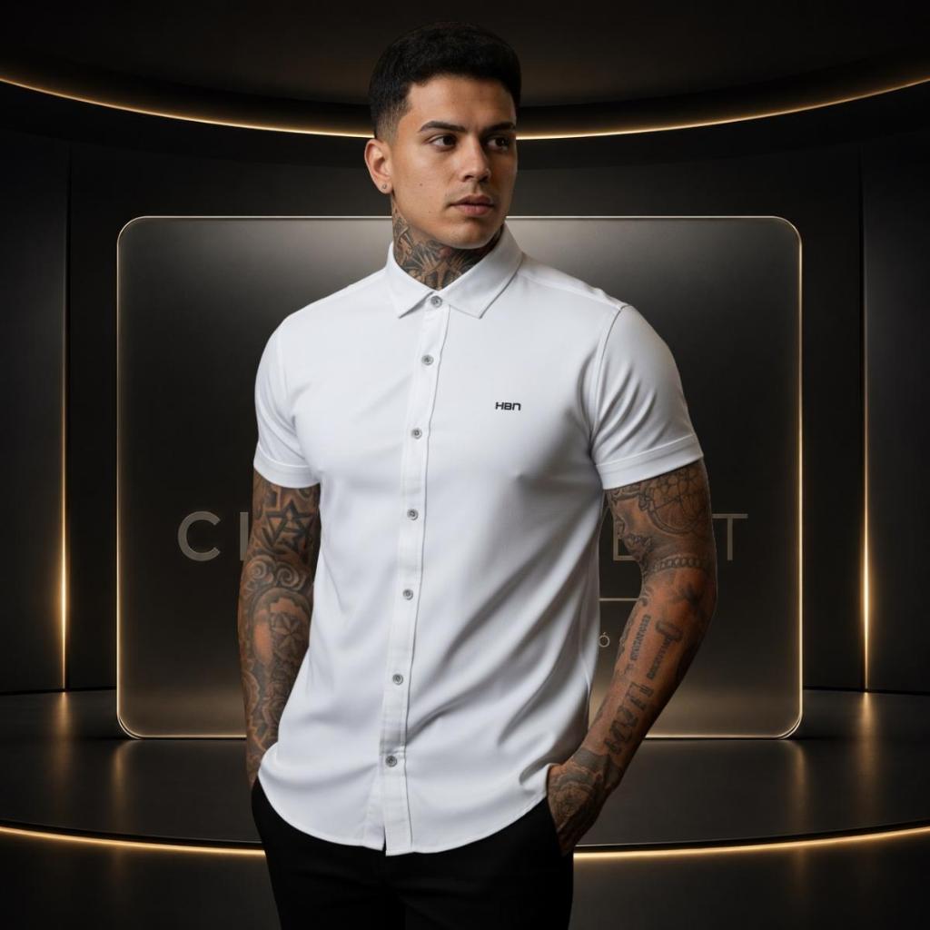 Camisa Masculina Viscose Elastano: Casual, Confortável, Estilo Social Moderno | Click Select Oficial