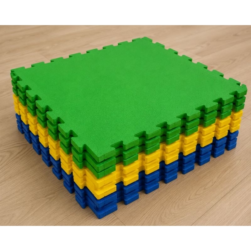 kit tapete de eva 16 placas tapete de eva verde amarelo azul 50x50 cm 10 mm de espessura