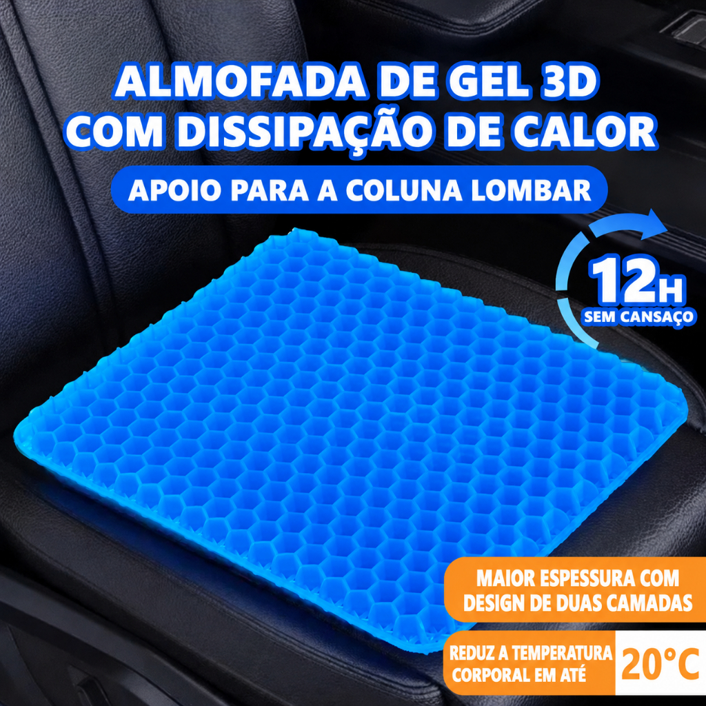 Almofada Assento de Gel de Silicone Ortopédica Deli VUSIGN para Cadeira Banco de Carro Respirável — imagem 2 de 2