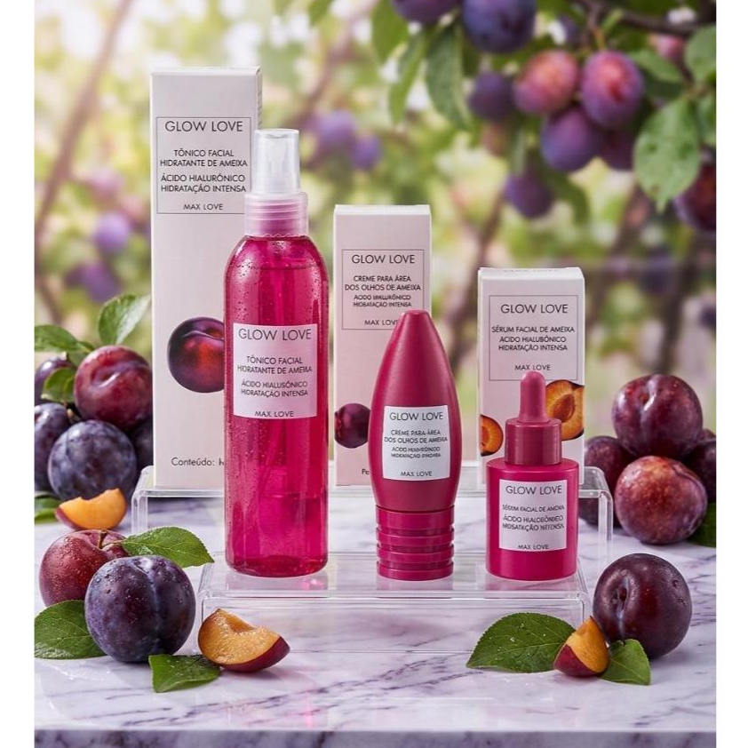 Kit facial Skincare Max Love Ameixa -Ácido Hialuronico Hidratação Intensa Vitamina E