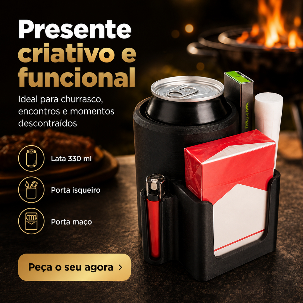 porta latinha porta lata para churrasco festa em familia barzinho boteco organizador presente criativo pais namorado