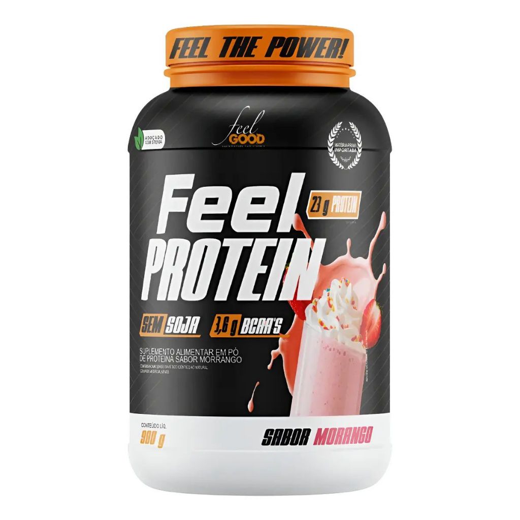 Whey Protein 100% Concentrado Sabor Morango 900g