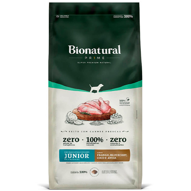 Ração Bionatural Prime para Cães Filhotes de Raças Médias e Grandes Sabor Frango 20Kg