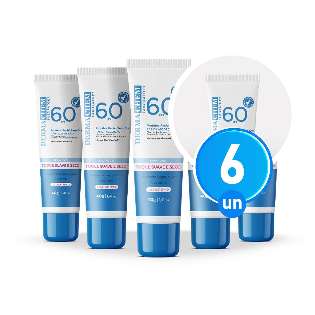 Kit 6 Protetor Solar Rosto FPS60 40g Dermachem
