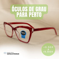 Óculos Armação Grau +0.50 Ate +5.00 Feminino Hipermetropia Gatinho Ondulado Vermelho Transparente Vista Cansada Leitura