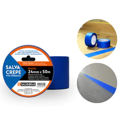 Fita Crepe Adesiva Premium Azul Salvabras 24mm x 50m Salva Crepe