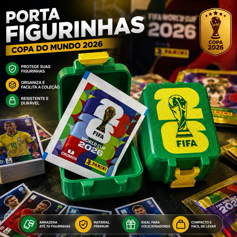Porta Figurinhas Copa do Mundo 2026 + Pacote de Figurinhas