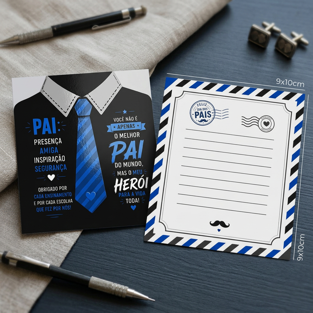Cartão postal Dia dos Pais - "Meu Herói", presente criativo, encomendas, agradecimento ao cliente