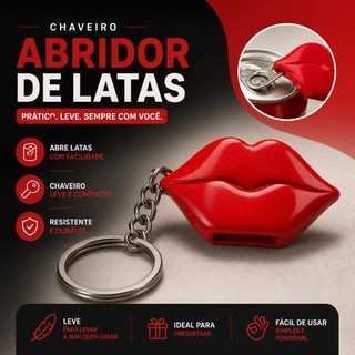 KIT Chaveiro Abridor de Latas Modelo de Beijo | Preserva sua Unha | Item Delicado Feminino | Atacado