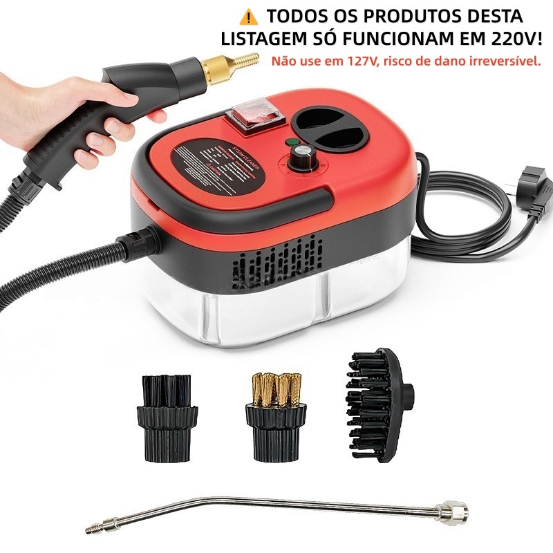 Limpador A Vapor 2500W 220v 1200/1400ml Portátil De Máquina Limpeza Pressurizada Alta Temperatura Com Cabeças