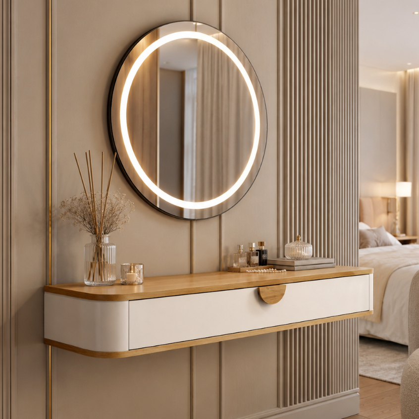 Penteadeira Suspensa Camarim com Gaveta Multifuncional para Quarto Organizador Decorativa Retrô MDF