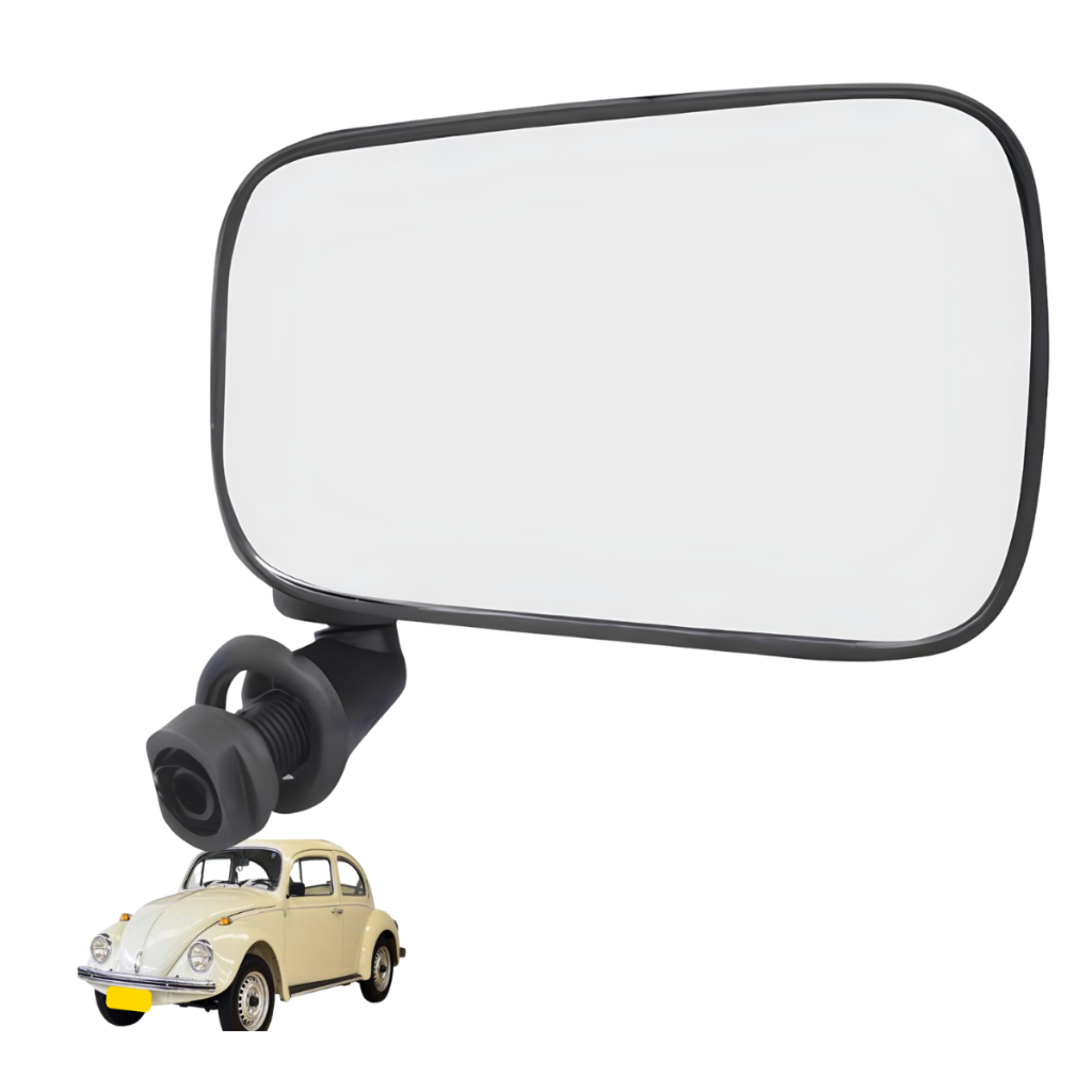 Espelho Retrovisor Externo Lado Esquerdo (Motorista) Preto Pé Plástico Fusca todos os modelos