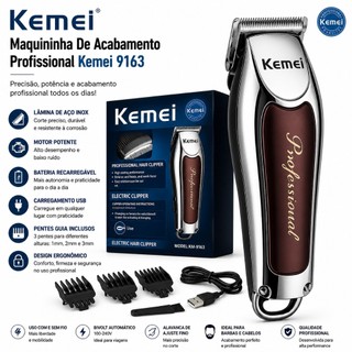 Máquina De Acabamento Kemei Sem fio cortar Cabelo Fazer Pezinho Barba barbeador recarregá…