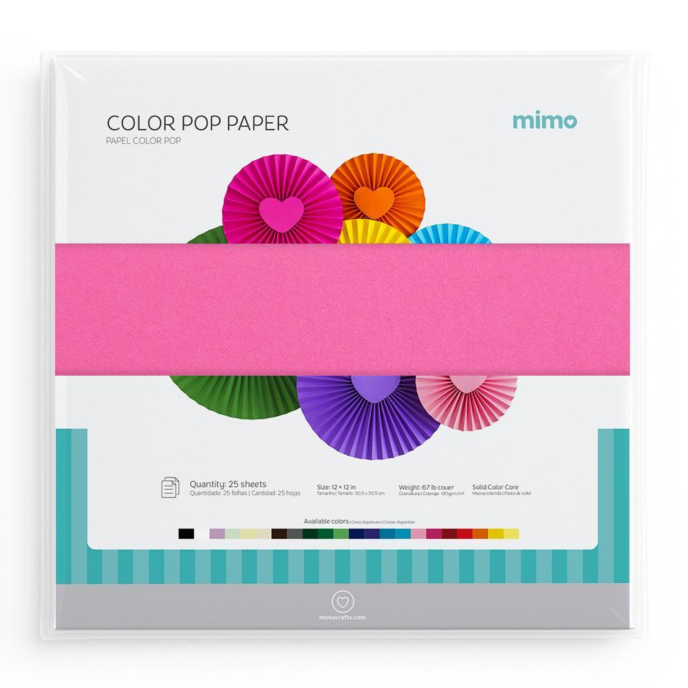 Papel Color Pop Rosa Pink Mimo - 30,5 x 30,5 cm - 180 gr - 25 unds