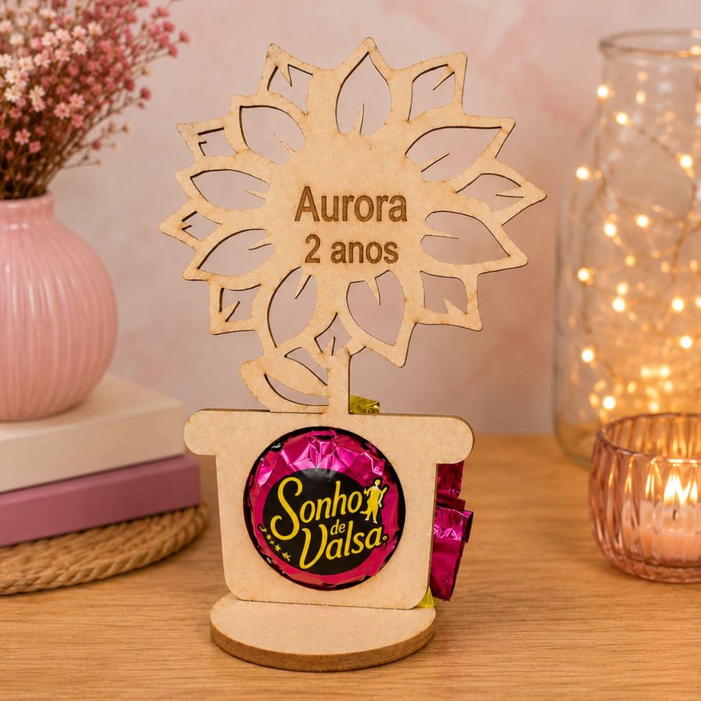 Porta Bombom Personalizado Flor Em MDF 3mm Para Lembrancinha Festa