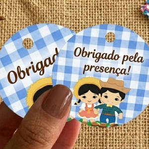 Tag Festa Junina Menino e Menina Xadrez Obrigado pela Presença - Tag para lembrancinha - tag para mimo - festa junina